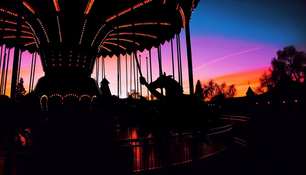 carousel rides at sunset