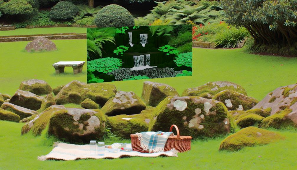 scenic picnic by waterfall