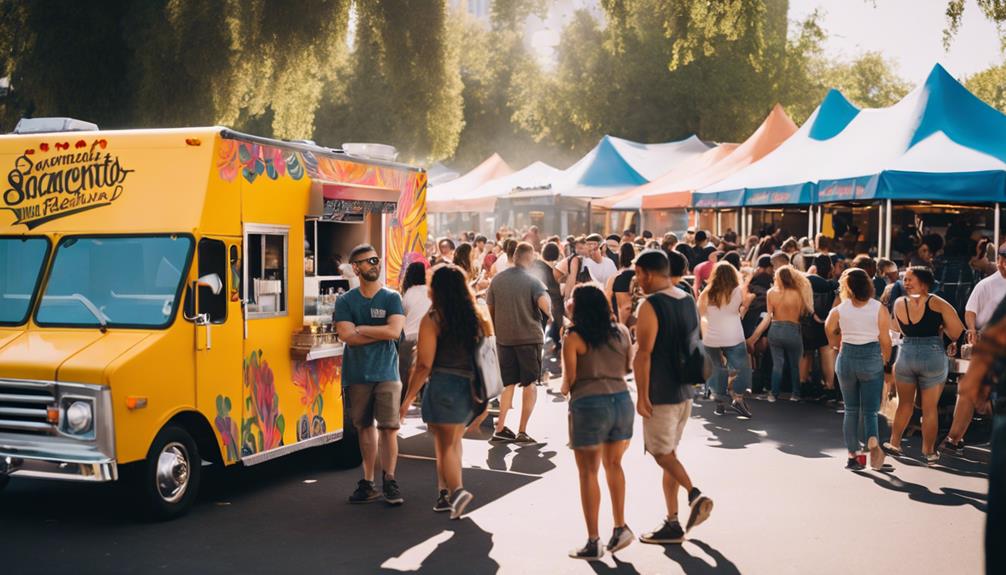 outdoor event with food trucks